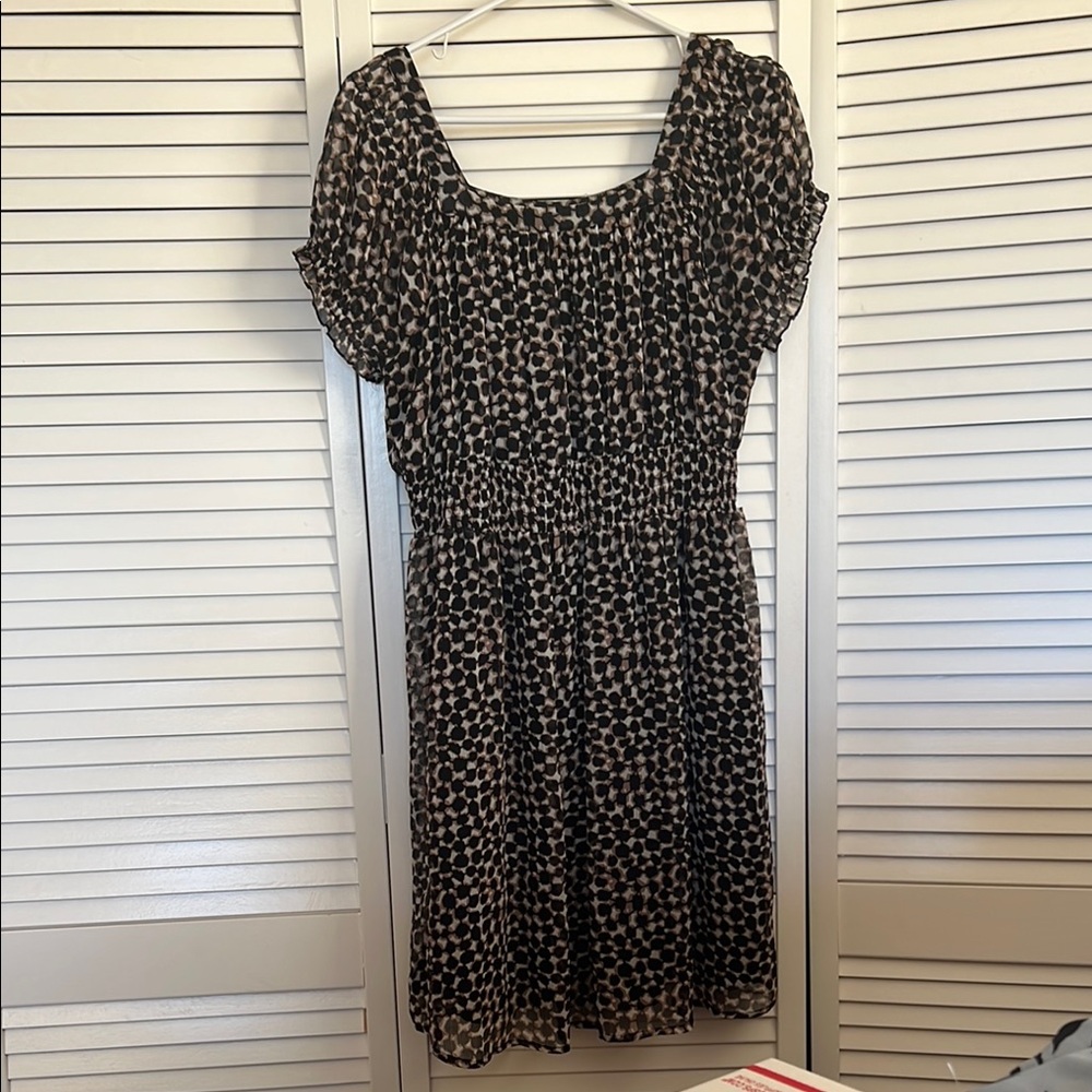 Chic Black and Beige Polka Dot Dress
